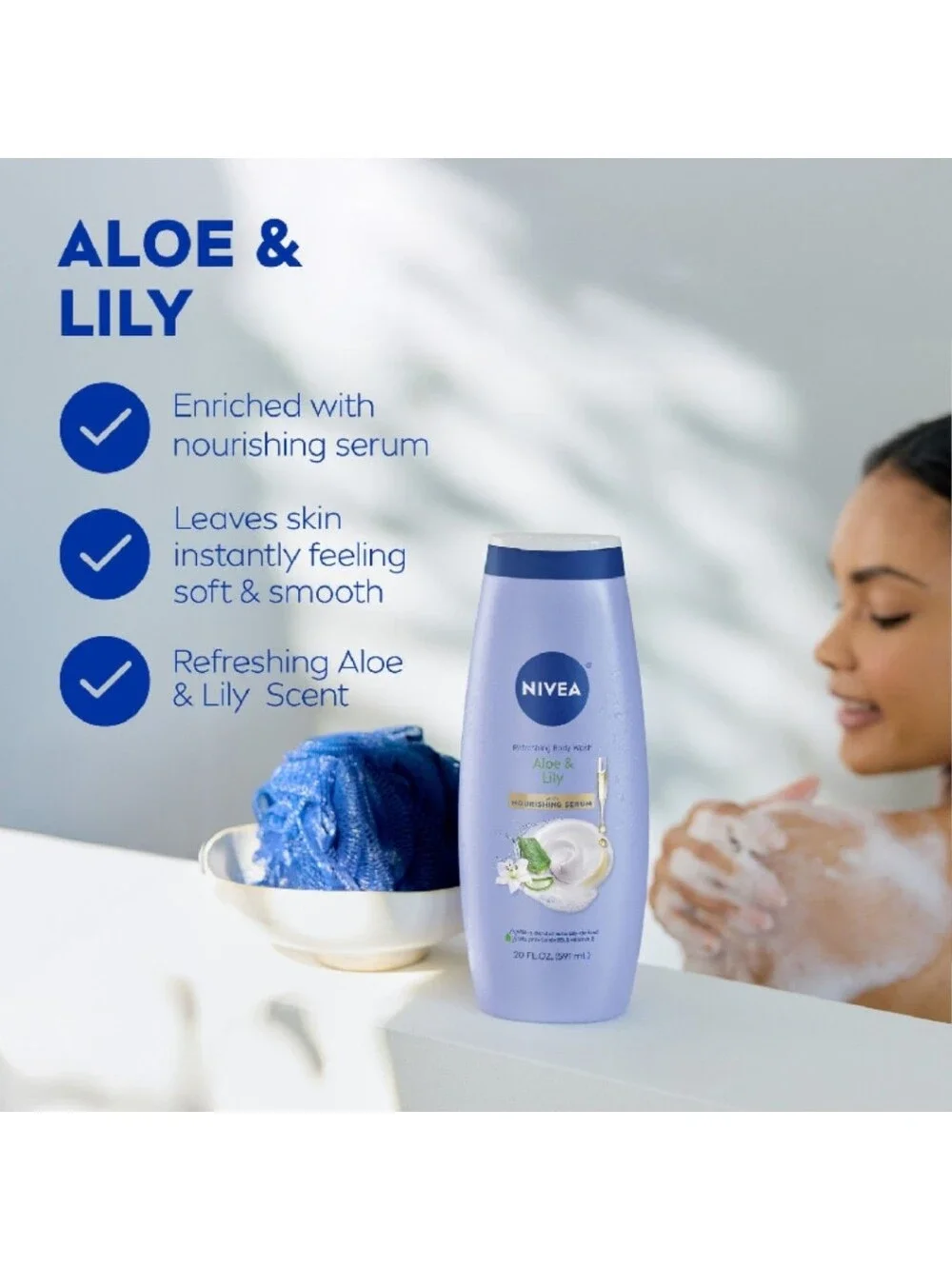 🔮3/$15 Nivea Refreshing Body Wash with Nourishing Serum Aloe & Lily